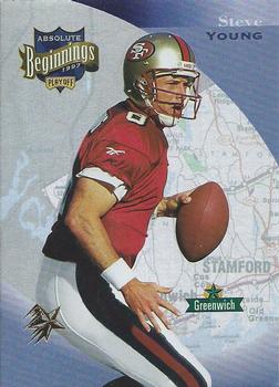 1997 Playoff Absolute Beginnings - Beginnings Gold Exchange #107 Steve Young Front
