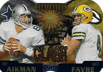 1997 Playoff Contenders - Clash Blue #1 Brett Favre / Troy Aikman Front