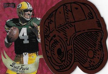 1997 Playoff Contenders - Leather Helmets Die Cut Red #3 Brett Favre Front