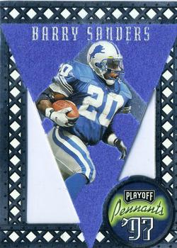 1997 Playoff Contenders - Pennants Blue Felt #25 Barry Sanders Front