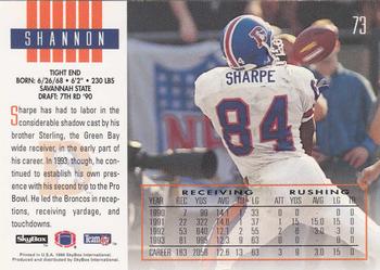 1994 SkyBox Impact #73 Shannon Sharpe Back