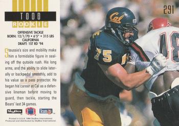 1994 SkyBox Impact #291 Todd Steussie Back