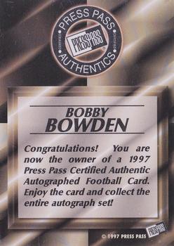 1997 Press Pass - Autographs #NNO Bobby Bowden Back