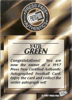 1997 Press Pass - Autographs #NNO Yatil Green Back