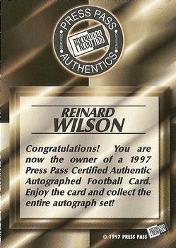 1997 Press Pass - Autographs #NNO Reinard Wilson Back