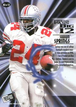 1997 Press Pass - Big 12 #B3 Shawn Springs Back