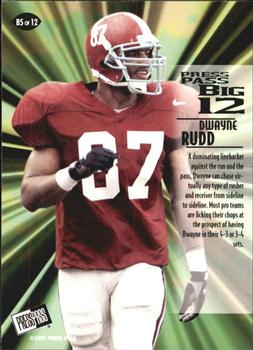 1997 Press Pass - Big 12 #B5 Dwayne Rudd Back