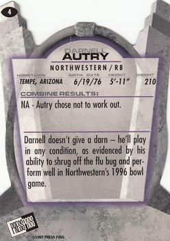 1997 Press Pass - Combine #4 Darnell Autry Back