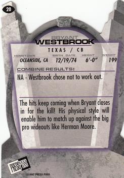 1997 Press Pass - Combine #20 Bryant Westbrook Back