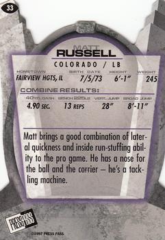 1997 Press Pass - Combine #33 Matt Russell Back