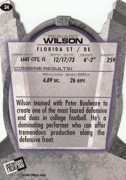 1997 Press Pass - Combine #34 Reinard Wilson Back