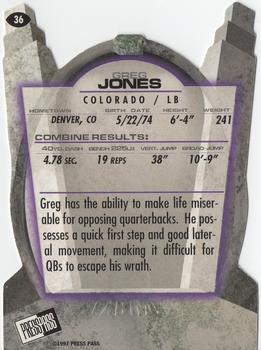 1997 Press Pass - Combine #36 Greg Jones Back