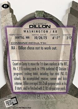 1997 Press Pass - Combine #41 Corey Dillon Back