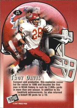 1997 Press Pass - Head Butt #HB3 Troy Davis Back