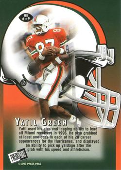 1997 Press Pass - Head Butt #HB6 Yatil Green Back