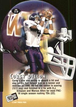 1997 Press Pass - Head Butt Die Cuts #HB7 Corey Dillon Back
