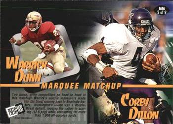 1997 Press Pass - Marquee Matchups #MM2 Warrick Dunn / Corey Dillon Back