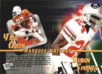1997 Press Pass - Marquee Matchups #MM8 Yatil Green / Shawn Springs Back