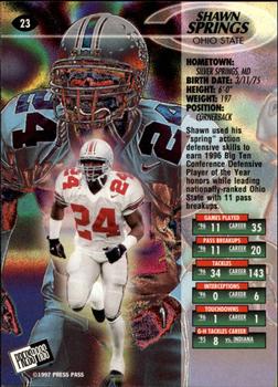 1997 Press Pass - Red Zone #23 Shawn Springs Back
