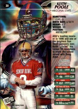 1997 Press Pass - Red Zone #30 Keith Poole Back