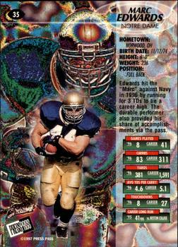 1997 Press Pass - Red Zone #35 Marc Edwards Back