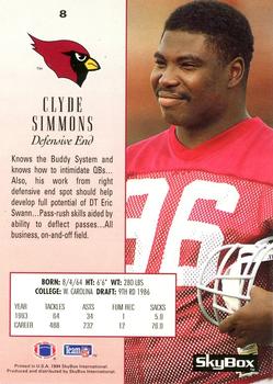 1994 SkyBox Premium #8 Clyde Simmons Back