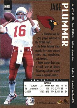 1997 Pro Line Memorabilia #MEM1 Jake Plummer Back