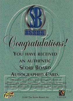 1997 Pro Line Memorabilia - Rookie Autographs #NNO Sedrick Shaw Back