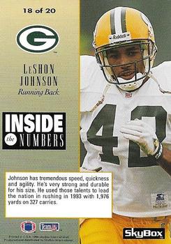 1994 SkyBox Premium - Inside the Numbers #18 LeShon Johnson Back