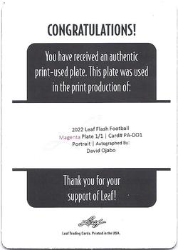 2022 Leaf Flash - Portrait Autographs Printing Plates Magenta #PA-DO1 David Ojabo Back