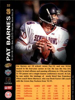 1997 Score Board NFL Rookies #32 Pat Barnes Back