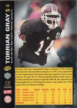 1997 Score Board NFL Rookies #33 Torrian Gray Back