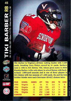 1997 Score Board NFL Rookies #45 Tiki Barber Back
