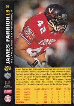 1997 Score Board NFL Rookies #51 James Farrior Back