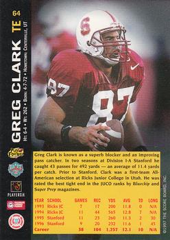 1997 Score Board NFL Rookies #64 Greg Clark Back