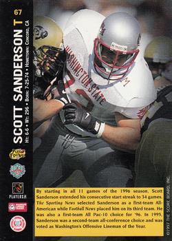 1997 Score Board NFL Rookies #67 Scott Sanderson Back