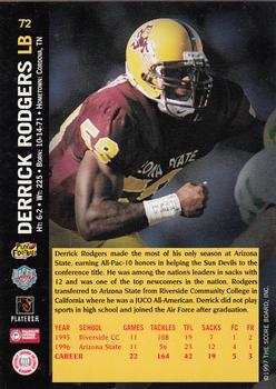 1997 Score Board NFL Rookies #72 Derrick Rodgers Back