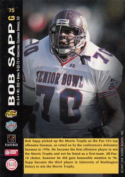 1997 Score Board NFL Rookies #75 Bob Sapp Back