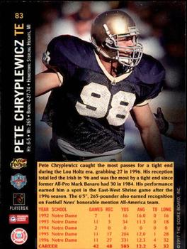 1997 Score Board NFL Rookies #83 Pete Chryplewicz Back