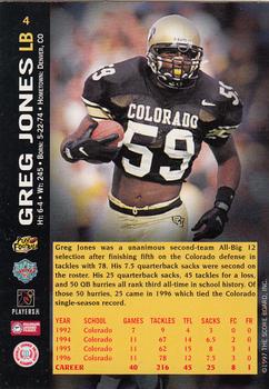 1997 Score Board NFL Rookies - Dean's List #4 Greg Jones Back
