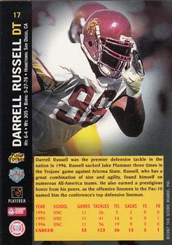 1997 Score Board NFL Rookies - Dean's List #17 Darrell Russell Back