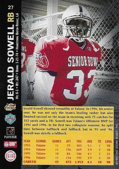 1997 Score Board NFL Rookies - Dean's List #27 Jerald Sowell Back