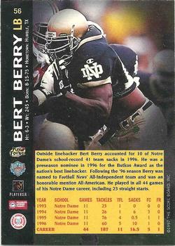 1997 Score Board NFL Rookies - Dean's List #56 Bert Berry Back