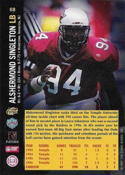 1997 Score Board NFL Rookies - Dean's List #68 Al Singleton Back