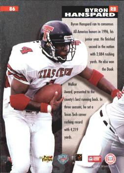1997 Score Board NFL Rookies - Dean's List #86 Byron Hanspard Back