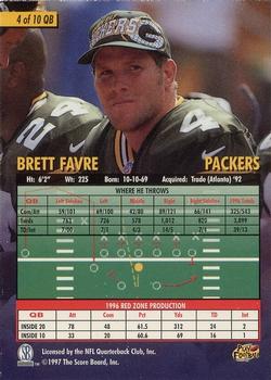1997 Score Board Playbook By The Numbers #4QB Brett Favre Back