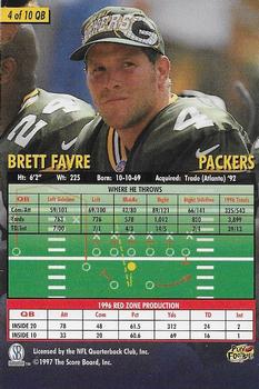 1997 Score Board Playbook By The Numbers - Magnified Gold #QB4 Brett Favre Back