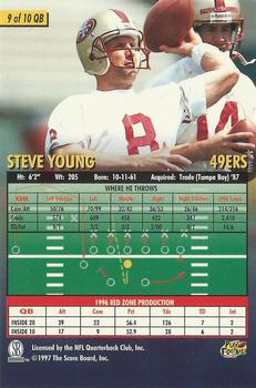 1997 Score Board Playbook By The Numbers - Magnified Gold #QB9 Steve Young Back