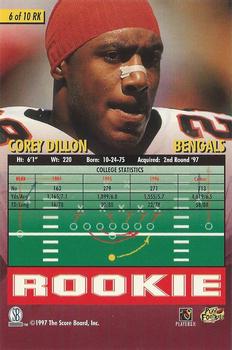 1997 Score Board Playbook By The Numbers - Magnified Gold #RK6 Corey Dillon Back