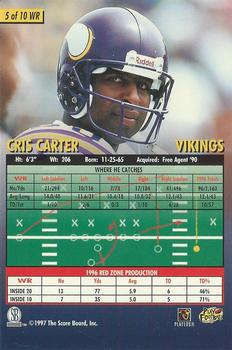 1997 Score Board Playbook By The Numbers - Magnified Gold #WR5 Cris Carter Back